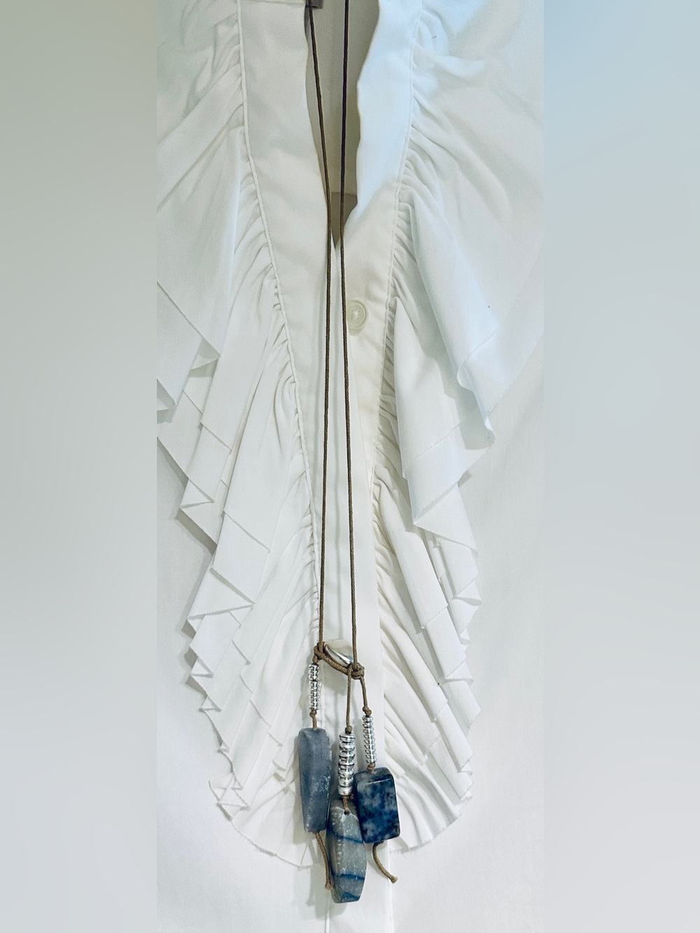 Chico’s denim blue stone long pendant